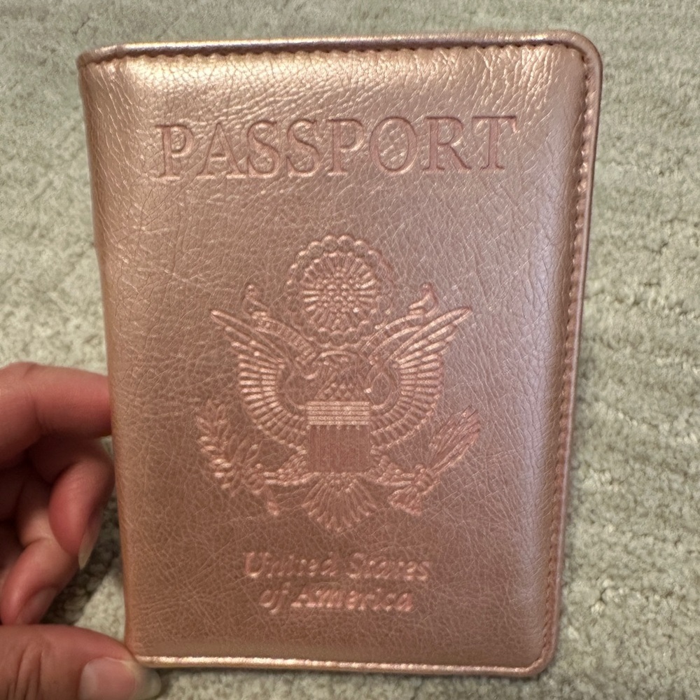 Elegant Pink Metallic Passport Wallet